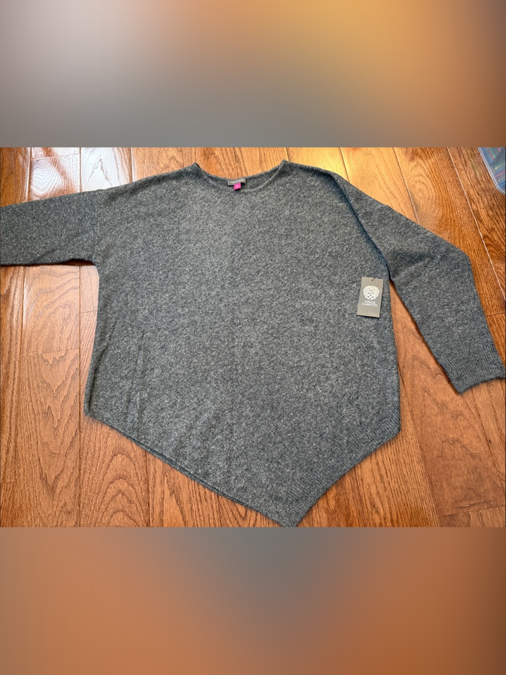 Women’s Vince Camuto Charcoal Gray Asymmetric Hem Sweater